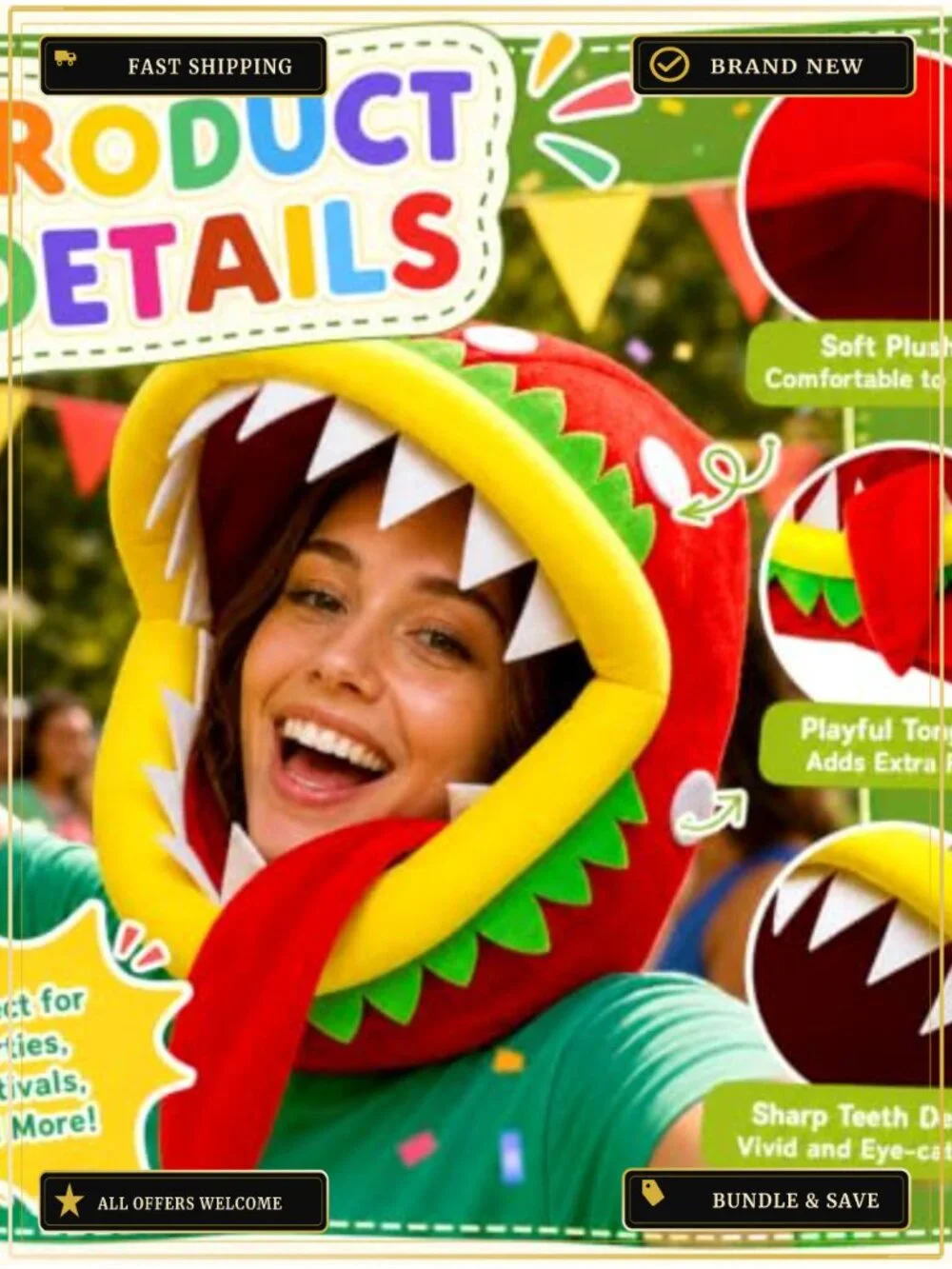 Carnivorous Plant Hat Costume Funny Flower Headwear Party Hat